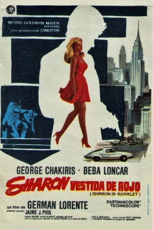 Sharon vestida de rojo постер