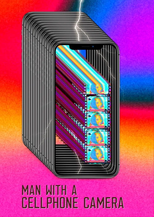 Um homem com um celular постер