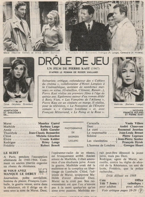 Drôle de jeu постер