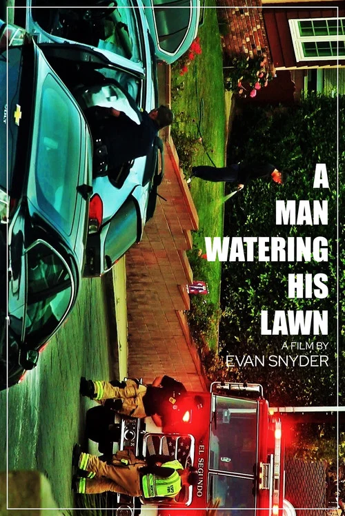 A Man Watering His Lawn постер
