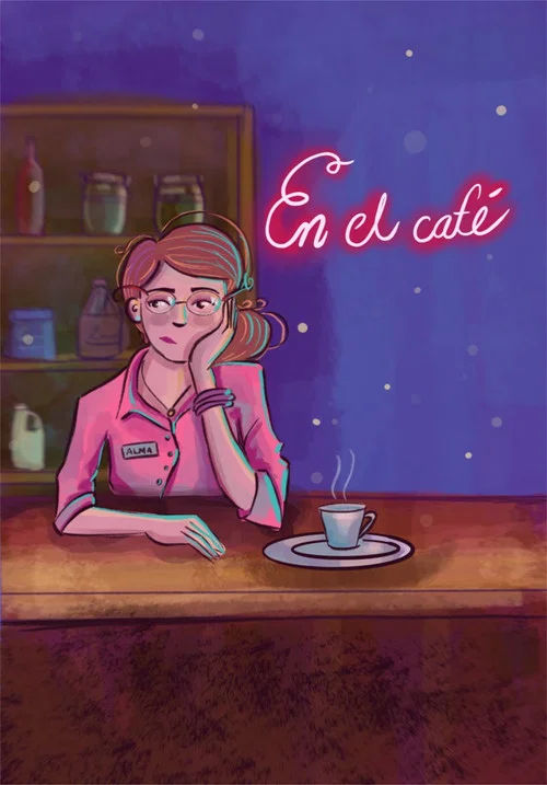 En el café постер