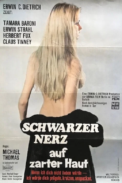 Schwarzer Nerz auf zarter Haut постер