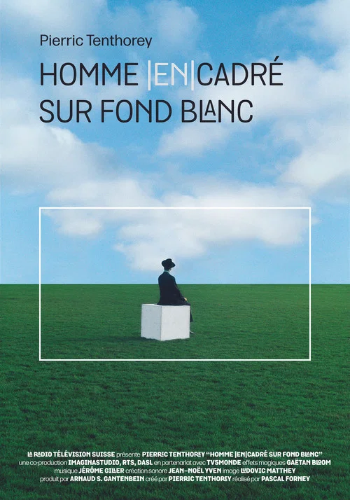 Homme Cadré sur Fond Blanc постер