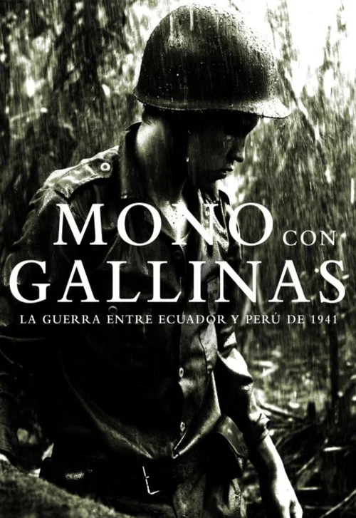 Mono con gallinas постер